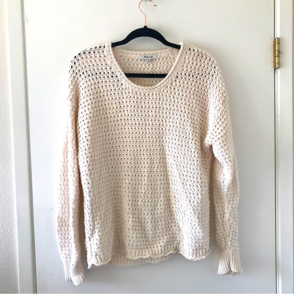 Madewell Crochet Cream Sweater Size Medium